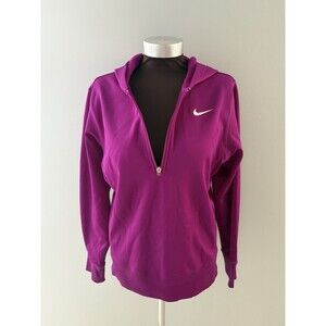 Nike 1/2 Zip Hoodie Sweatshirt Size M Magenta Fleece Lined Athletic 411481-611